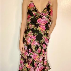 Keep Sake Black Rose Floral Long Dress
